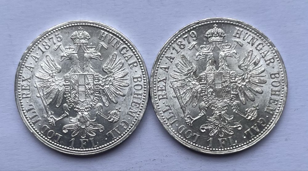 Lot 2 Monede Argint Austro-Ungaria. 1 Florin