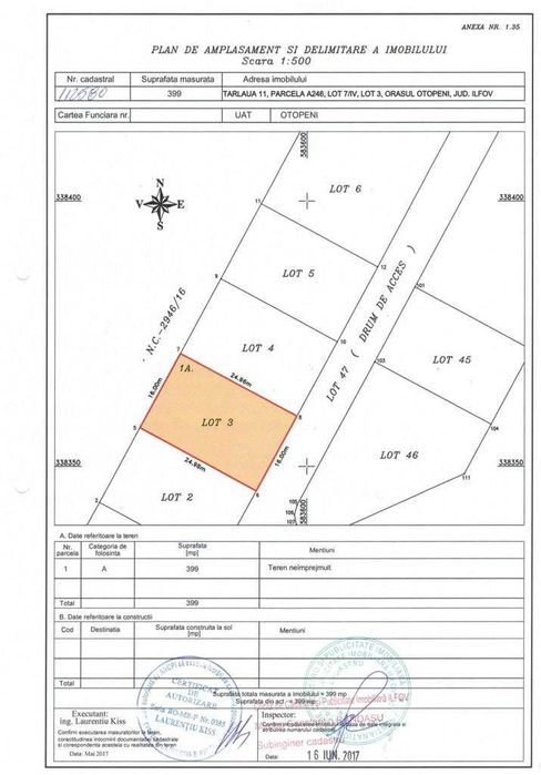 Teren 400mp in Otopeni, str Matei Basarab