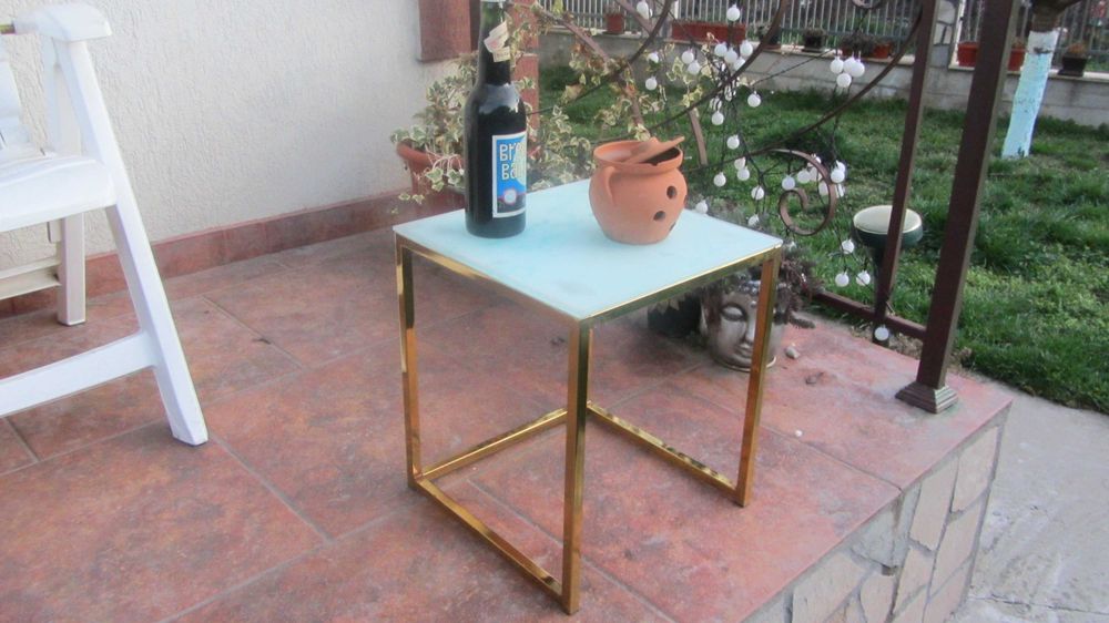 Masuta cafea alama si sticla vintage