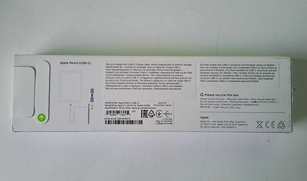 Apple Pencil (USB-C) Original, sigilat