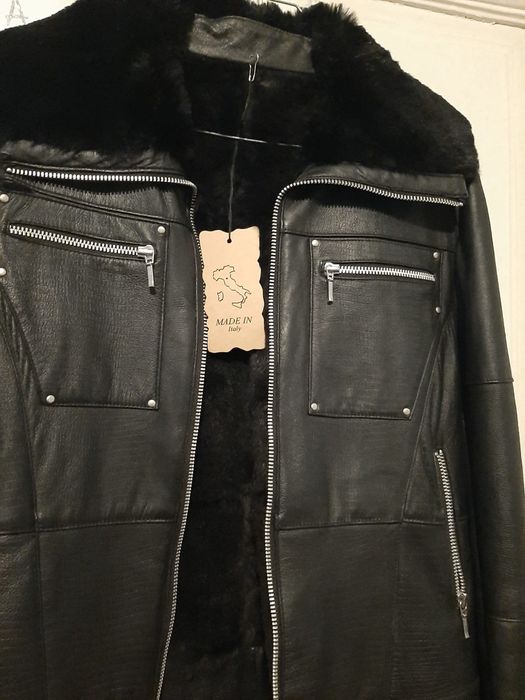 Geaca blană vulpe polara neagra unisex