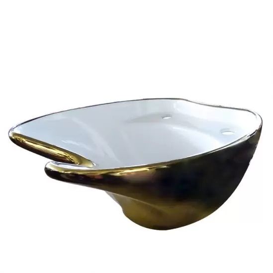 Луксозна мивка за измивни колони - златисто бяло