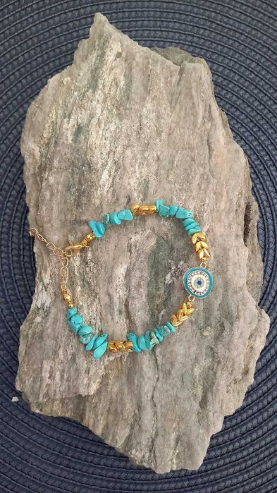 Bratara din Turcoaze albastre, lucrata manual