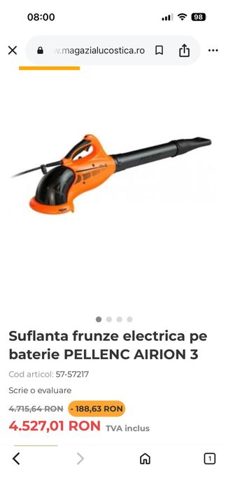Vand suflanta frunze electrica pe baterie