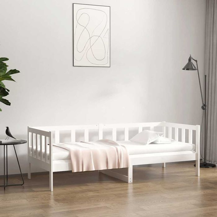 Pat 90x190 cm lemn masiv de pin alb - vidaXL