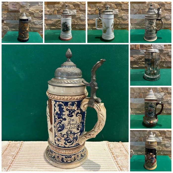 Halbe germane pentru bere din ceramica si sticla, de colectie