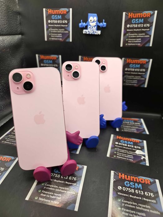 iPhone 15 / Pink / 128GB / Baterie 100% / Garanție 12 luni / Rate