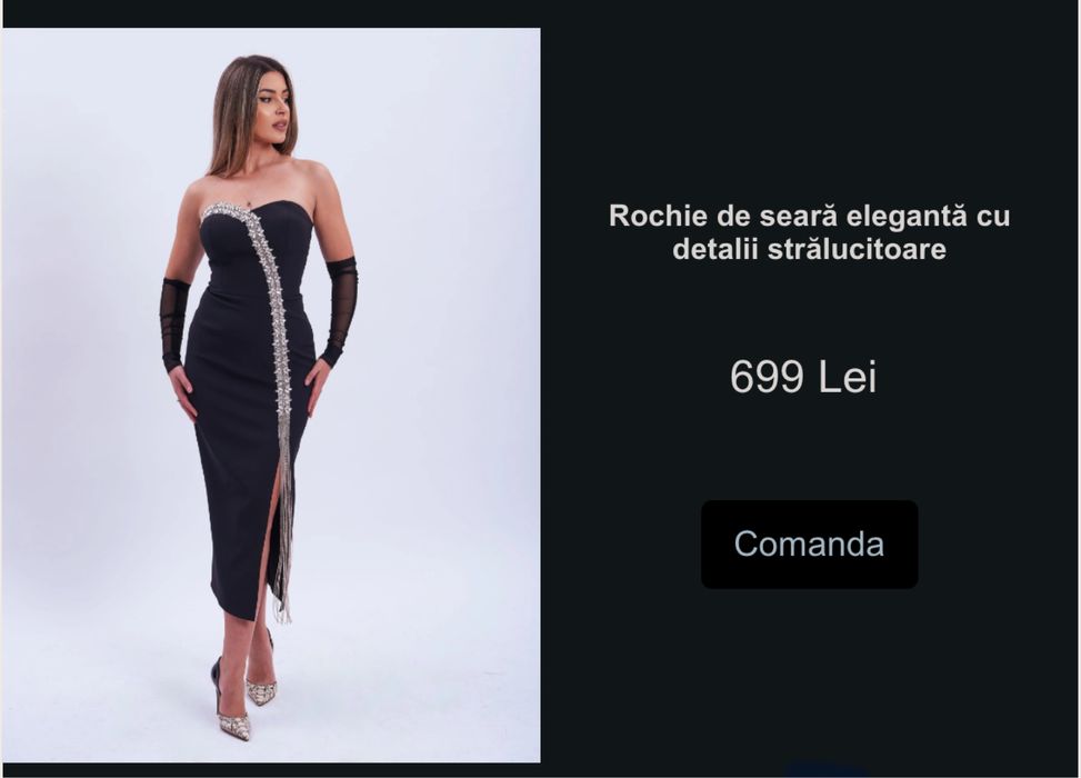 Rochie midi neagra pietre S/XS