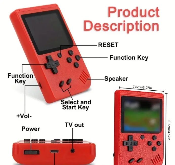 Game 400 in Retro Arcade Qo'l O'yin Konsoli, 400 Klassik O'yinlar, 7,6