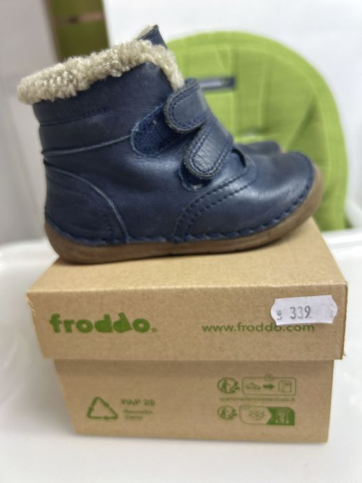 Vand ghete Froddo copii, piele natura, captuseala blana miel dark blue