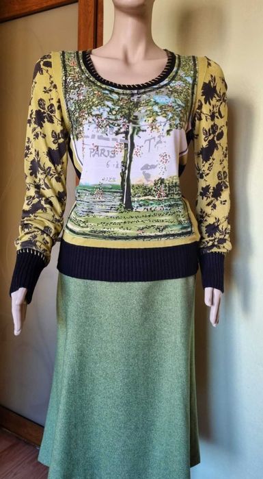 Pulover elegant, 80% matase tricotata, tricot dens, elastic, marimea L