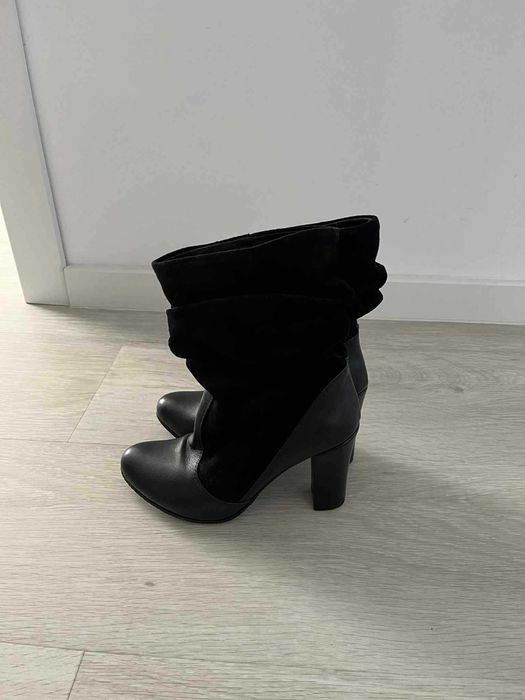 Cizme scurte negre piele naturala