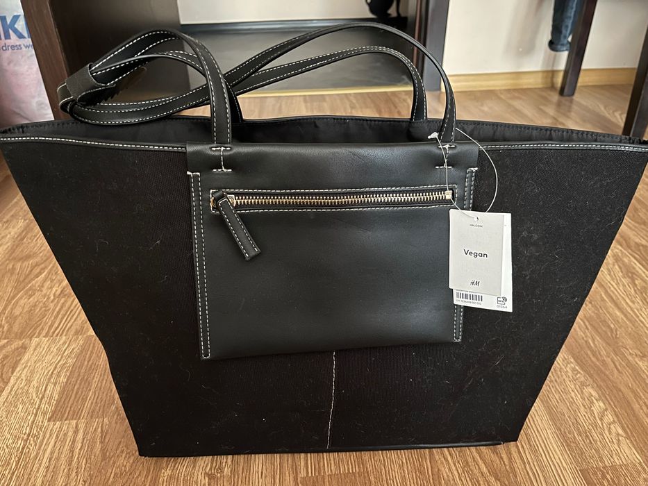 Чисто нова голяма дамска чанта в черно от H&M