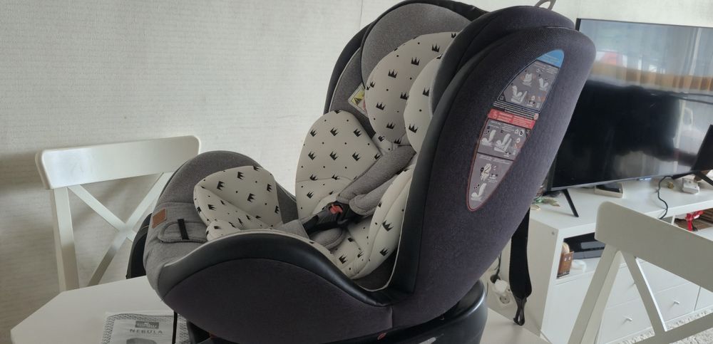 Столче за кола, въртящо се 360°, ISOFIX Lorelli Nebula Grey Crowns