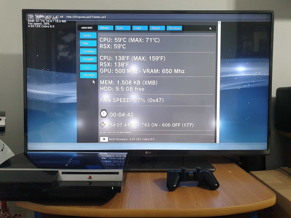 PS3 modat CFW 320 GB + 60 jocuri (GTA V, Red Dead, God of War, NFS)