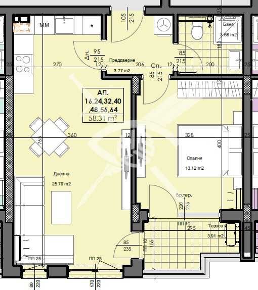 Двустаен апартамент в Кършияка