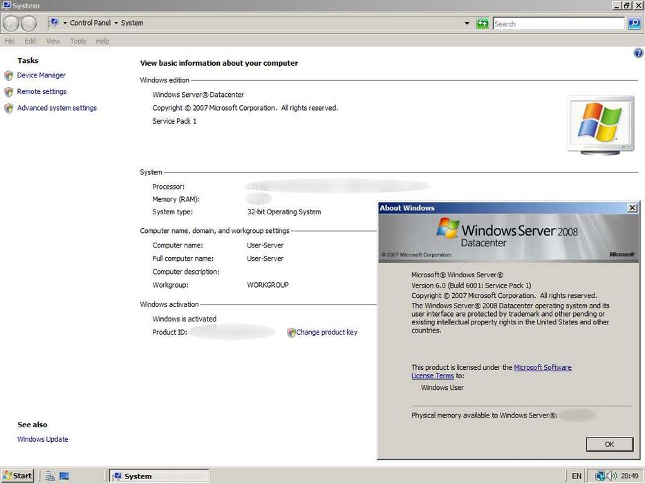 Windows Server 2008 cu SP1 (32-bit) [Sistem operare PC]