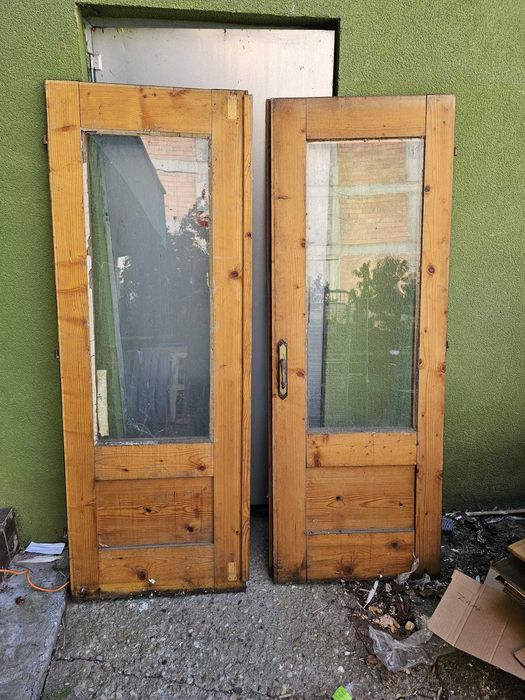 Usi lemn masiv duble, vintage/retro, 68.5x191 cm fiecare