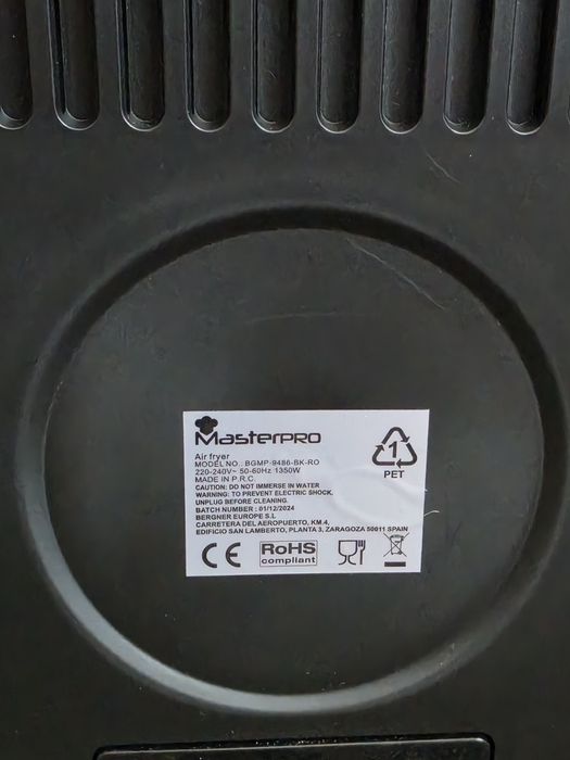 Friteuză cu aer cald (Airfryer) MasterPro 4L 1350W – Afișaj Digital