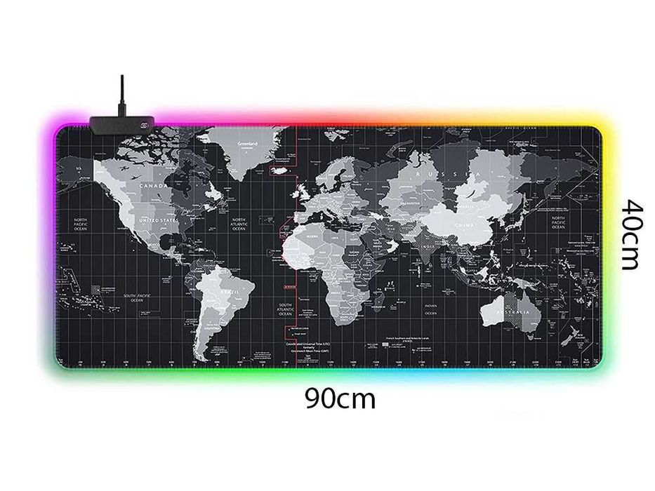 Mousepad gaming LED XXL 7 culori RGB 4 moduri de iluminare USB 90x40cm