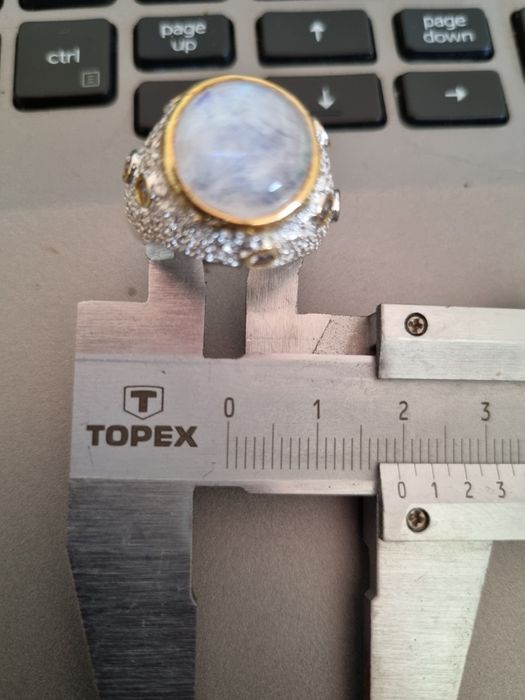 Inel Ag 925 cu piatra lunii si ametiste