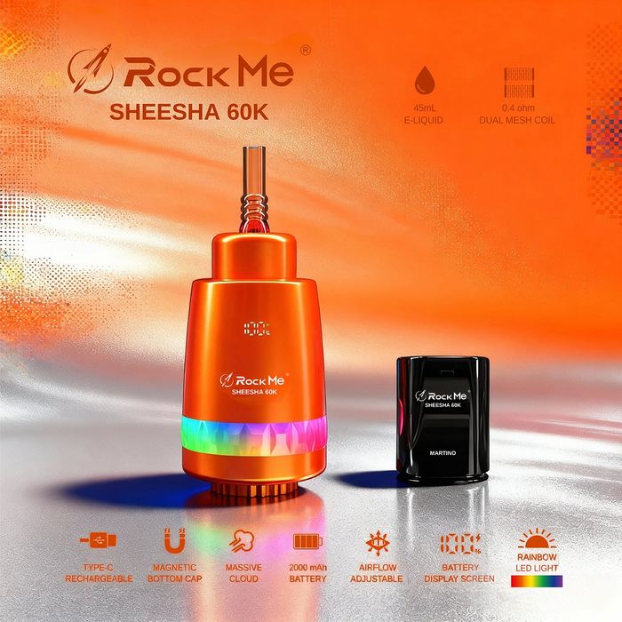 NOU! Mega Vape Rock Me 60k,sunet+fum+pod,COMPATIBIL cu NARGHILEAU