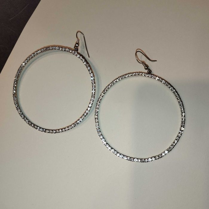 Дамски обеци, обици    големи халки   ф 10см, халки с камъни ф 6,5 см