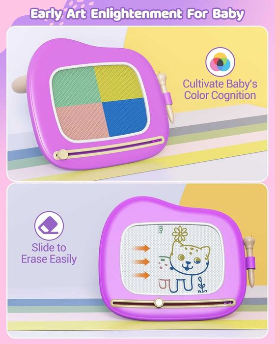 Магнитна дъска за рисуване за малки деца, лилава