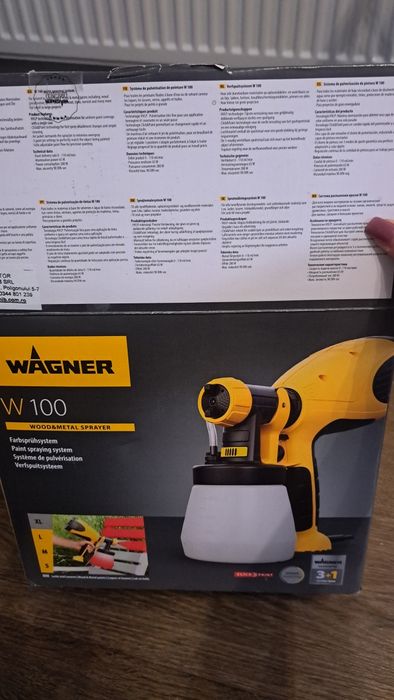 Pistol de vopsit Wagner W100, 65 W, 800 ml, acoperire 5 mp/12 min, debit vopsea 110 ml/min