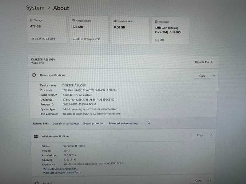 Настолен Компютър Dell Vostro  3710 с лицензиран доживотен windows 11