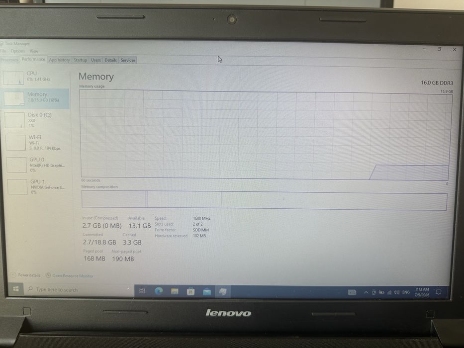 Лаптоп Lenovo B5400 | Intel Core i5 | 16 GB RAM | 480 GB SSD | NVIDIA видеокарта