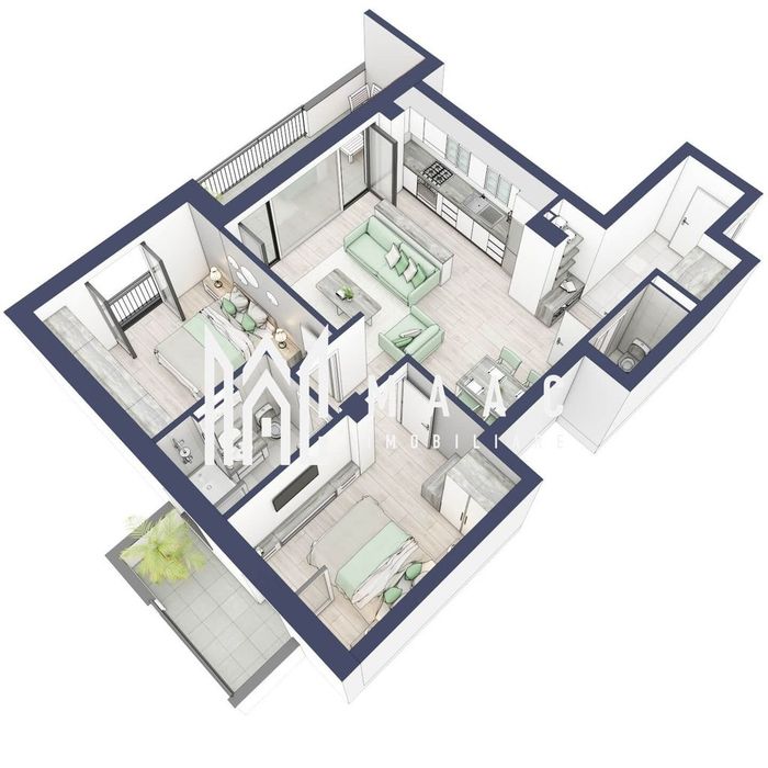 Apartament 3 camere | Balcoane 16.2 mp | Etaj 1 | Turnisor