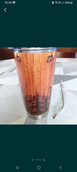 Pahar cu model de lemn si cerb si capac,