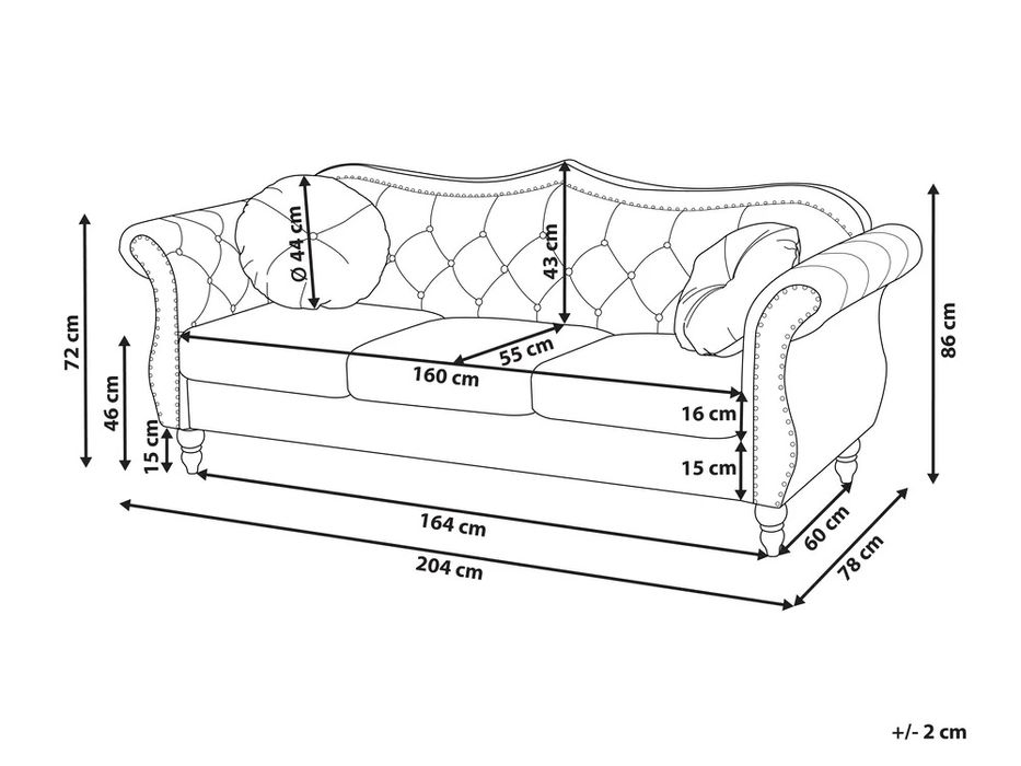 Canapea fixă, model Chesterfield