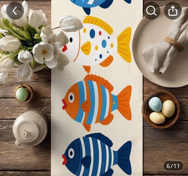 Цветен морски тишлайфер Ярка Тъкан, Празнична Покривка за Маса