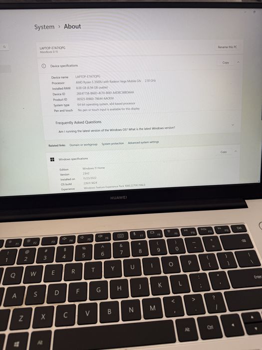 Laptop Huawei MateBook D15 AMD Ryzen