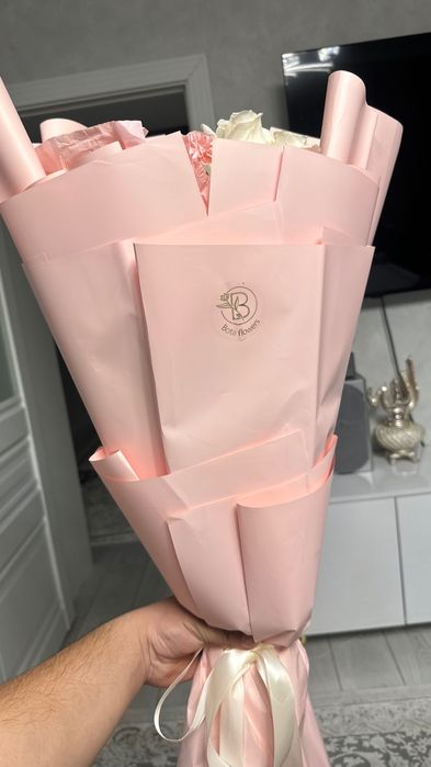 Цветы букет белый роза 11шт б/у