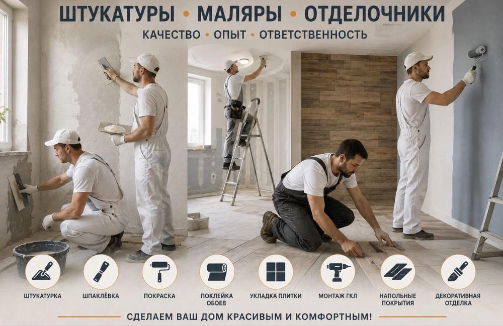Ремонт квартир под ключ + электромонтаж