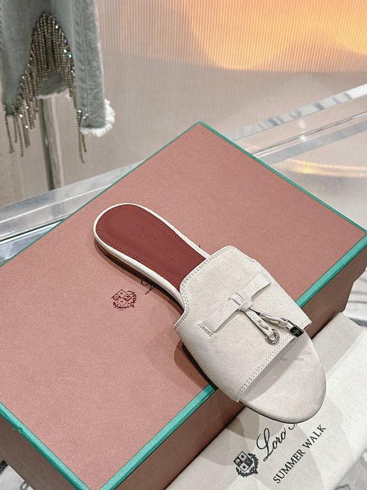 Papuci Loro Piana, alb, tip Premium