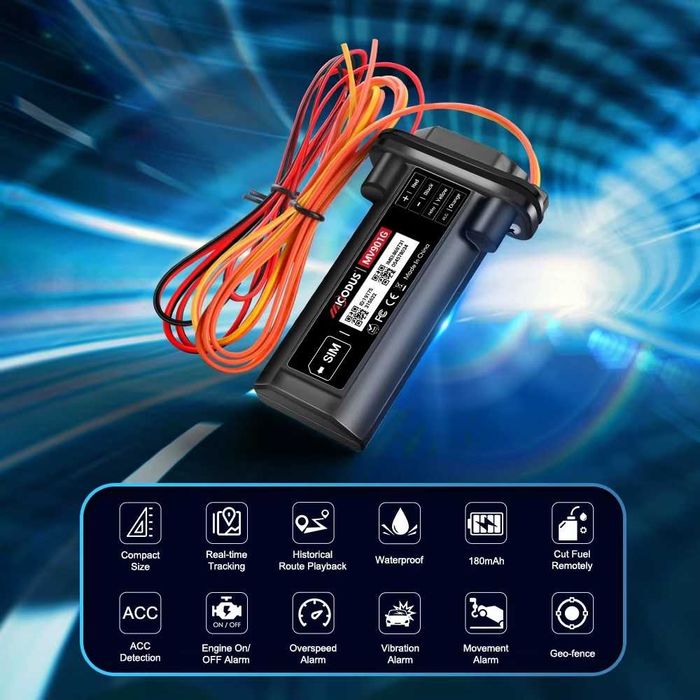 GPS тракер MiCODUS MV901G 4G – водоустойчив, с опция за предплатена СИМ карта за 1 година