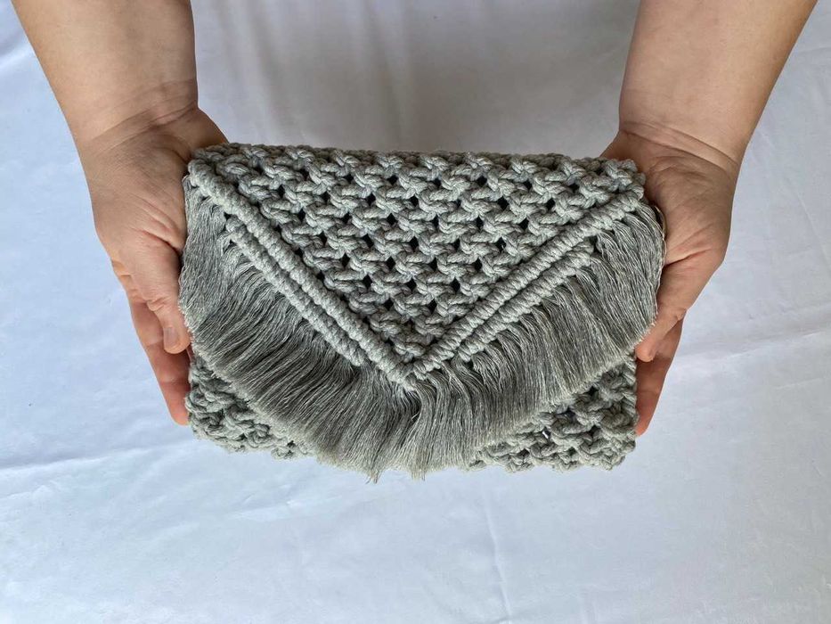 Clutch handmade, geanta plic macrame