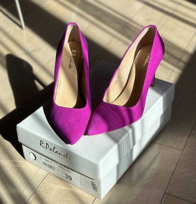 Pantofi dama R. Polanski fucsia piele intoarsa,
