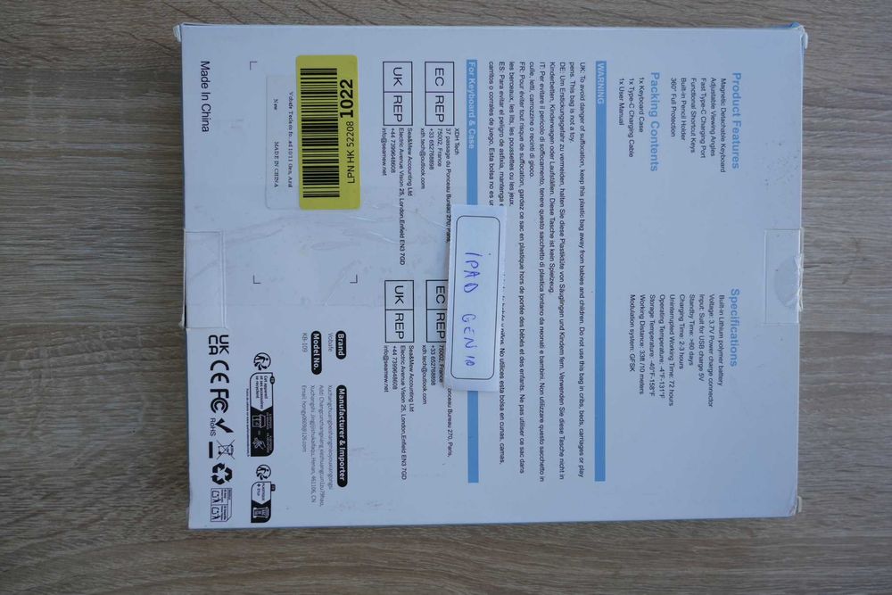 Husă cu tastatură Bluetooth pentru iPad Gen 10 10.9" (2022) și iPad A16 11" (2025) – Vobafe