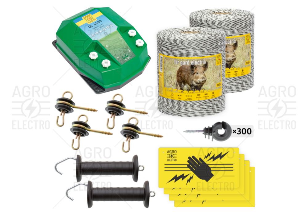 Pachet de bază gard electric 2000 m, 4,5 J, pentru animale sălbatice