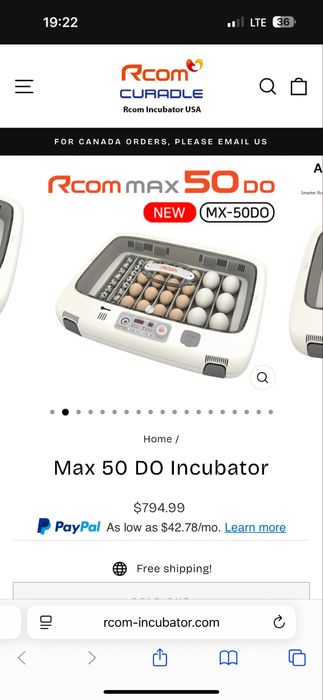 Incubator pui Rcom max 50 la cutie