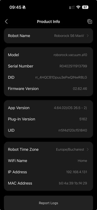 Roborock S6 MaxV utilizat, stare foarte buna