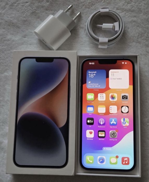 iPhone 14 Plus, 128GB, Blue, Full box, stare CA NOU