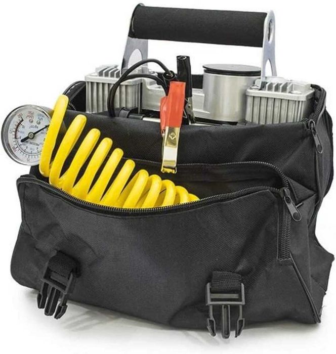 Метален двуцилиндров компресор за гуми , 12V, 150PSI, 10bar