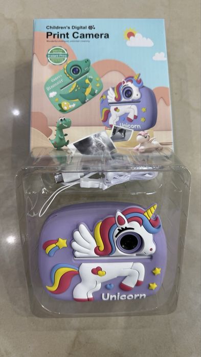 Детски фотоапарат с принтер динозавър , еднорог/Children camera print