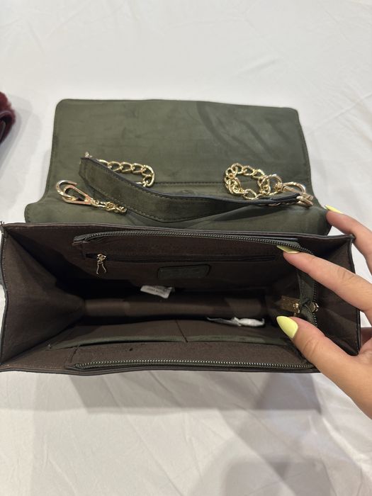 Дамски чанти  в цвят ,,хромово зелено” и ,,перлено рубиненочервено”